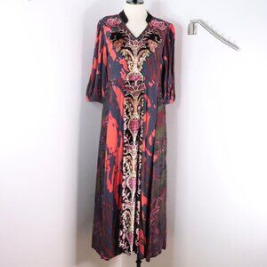 New Soft Surroundings Women's 8 Epiphany Mauve Cheetah Boho Kaftan Maxi Dress